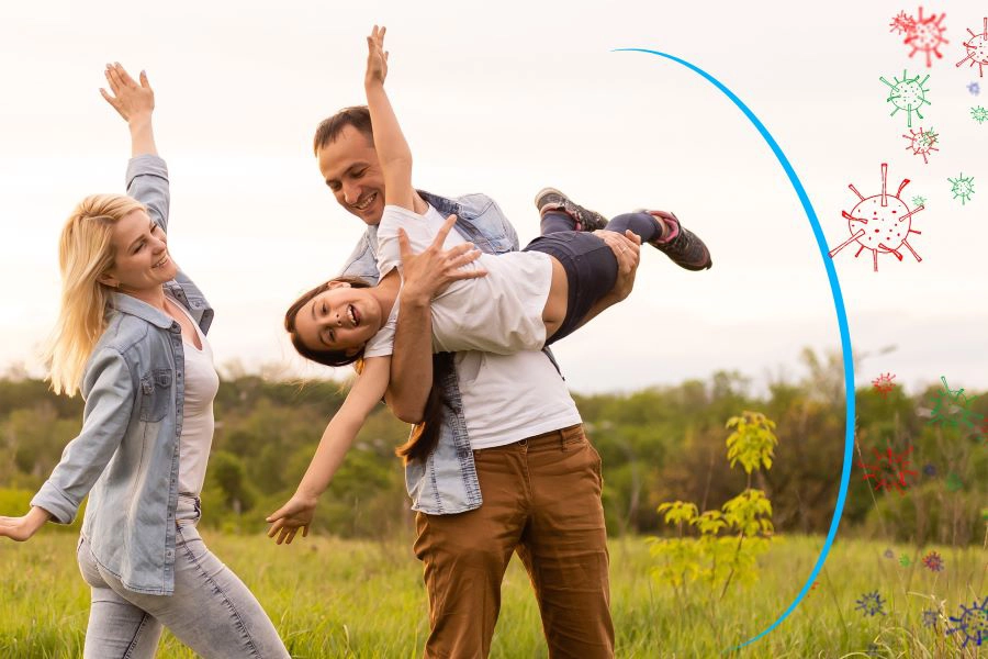 family with virtual barrier as virus protection